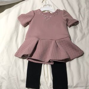 Max Studio 12m peach peplum top leggings worn once